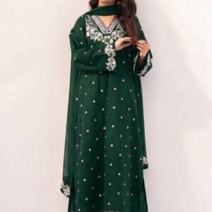 Traditional Pakistani ladies winter outfit in warm dhanak