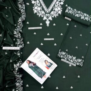 Designer unstitched 3 piece suit for women winter collection