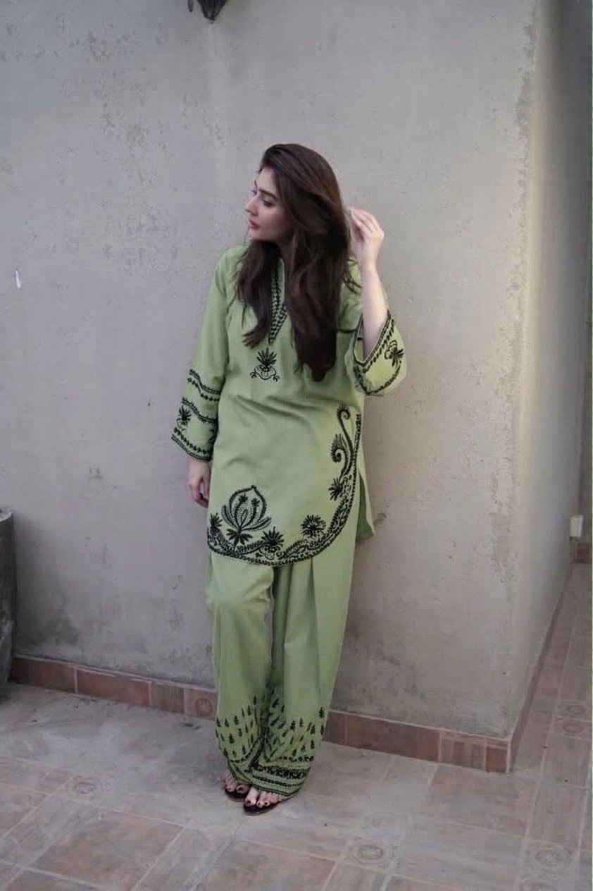 301 close up embroidery details unstitched dress by Kameez Shop