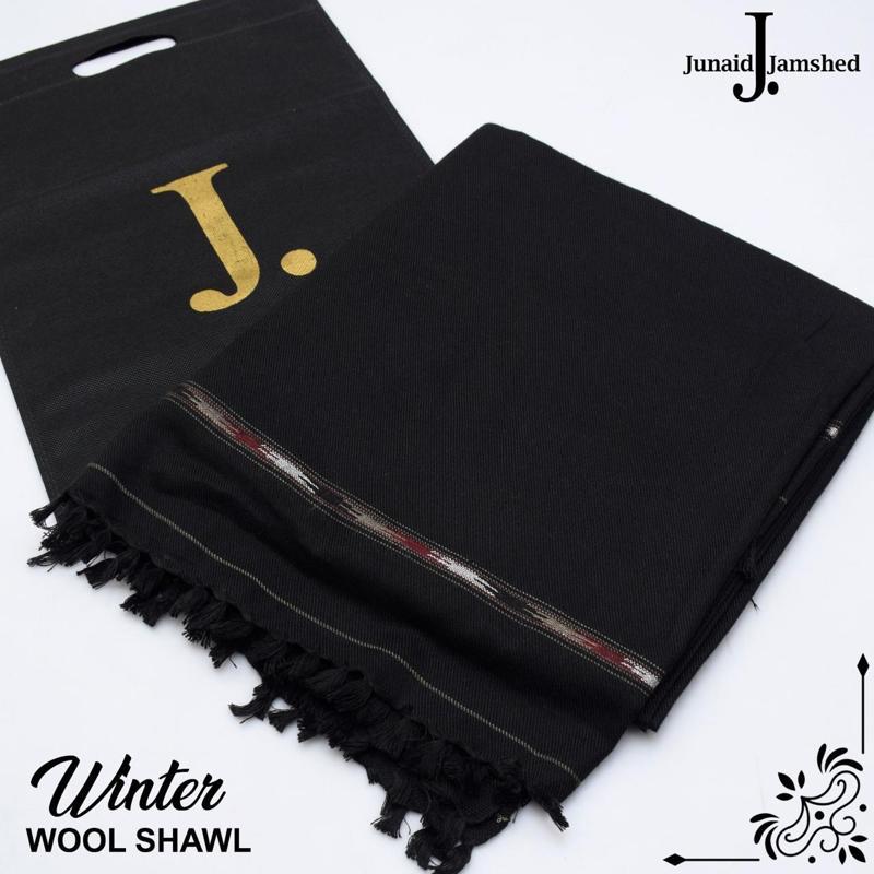 J. wool shawl for winter season elegant drape at kameezshop dot com
