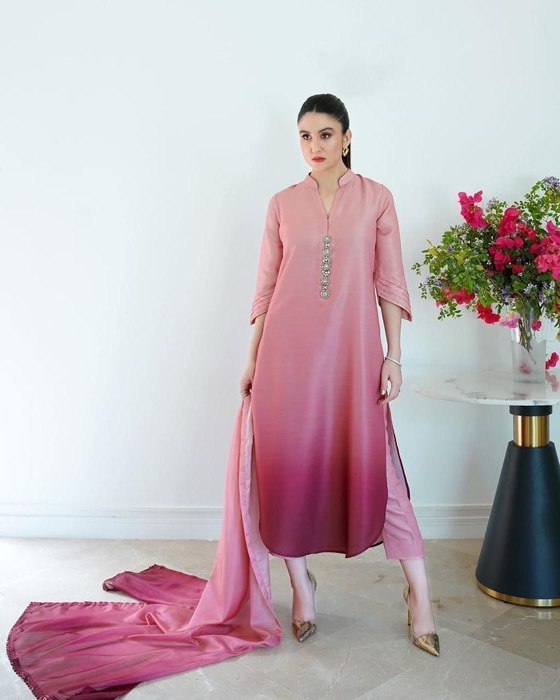 Silk tie and dye 3 piece suit perfect for evening dawats