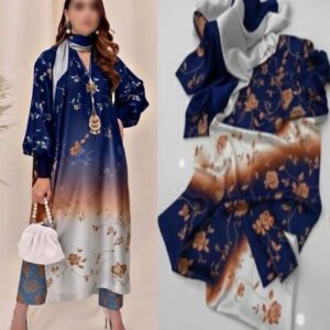 Shamooz silk tie dye printed unstitched suit bundle
