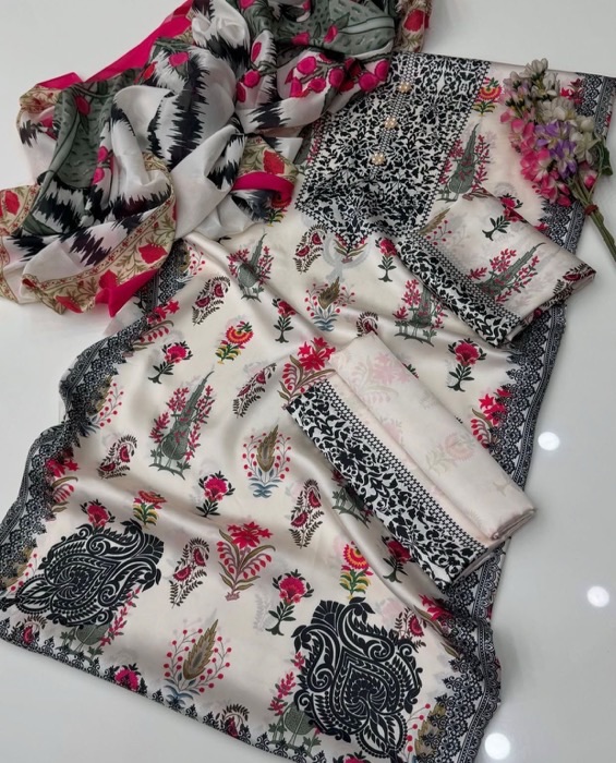Premium Pakistani women's silk clothing 3 piece set