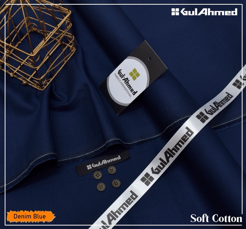 Navy Blue Gul Ahmed Soft Cotton Men Unstitched Suit Kameez Shop
