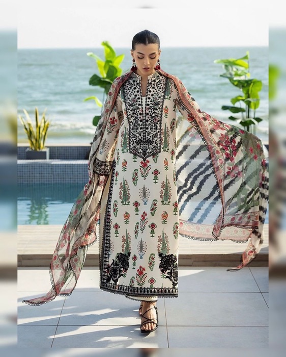 Shamooz silk unstitched dress material with dupatta