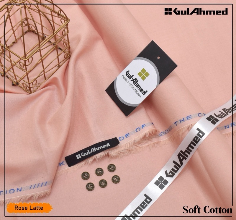 Rose Color Gul Ahmed Soft Cotton Unstitched Suit for Summer