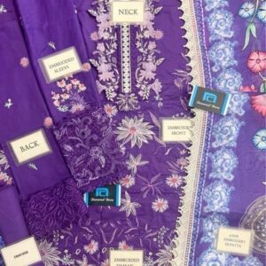 Grey Organza 3 Piece Unstitched Suit - Premium Quality in Pakistan