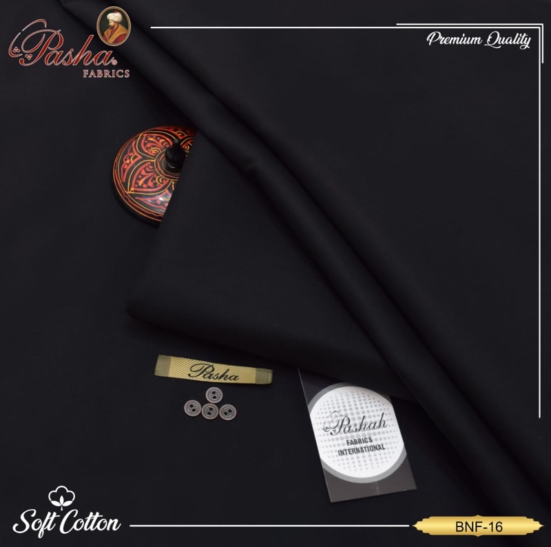 Authentic Pasha unstitched suit with brand card and buttons