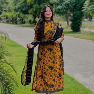 Latest Navy Blue Winter Unstitched Suit for Women