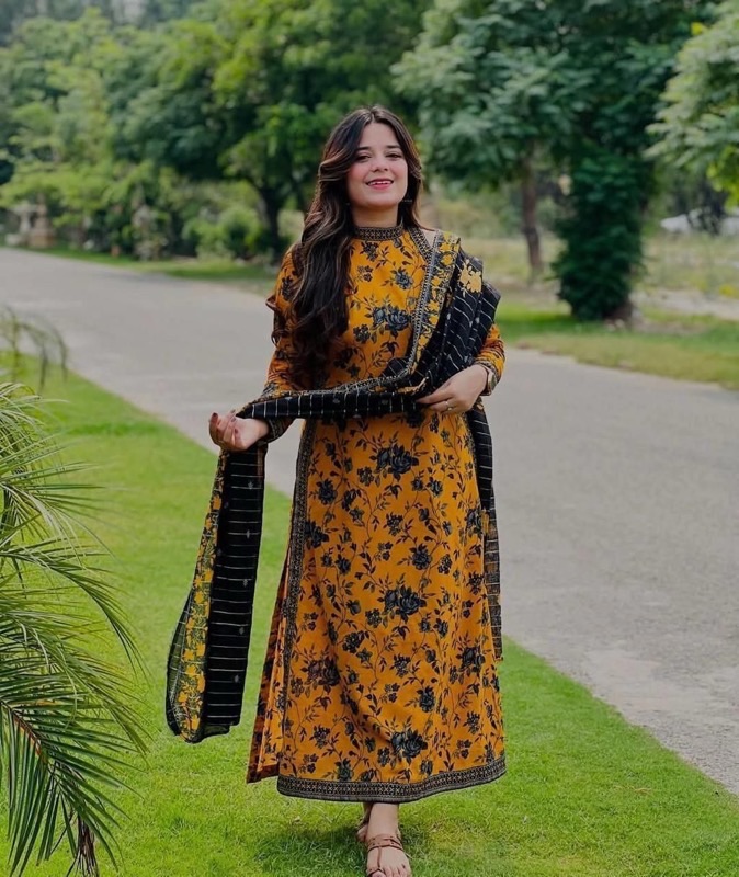 Latest Navy Blue Winter Unstitched Suit for Women