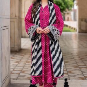 Premium Black Printed Ladies Suit - Premium Winter Kameez