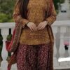 Kameez Shop Exclusive with Printed Dupatta in Navy Blue