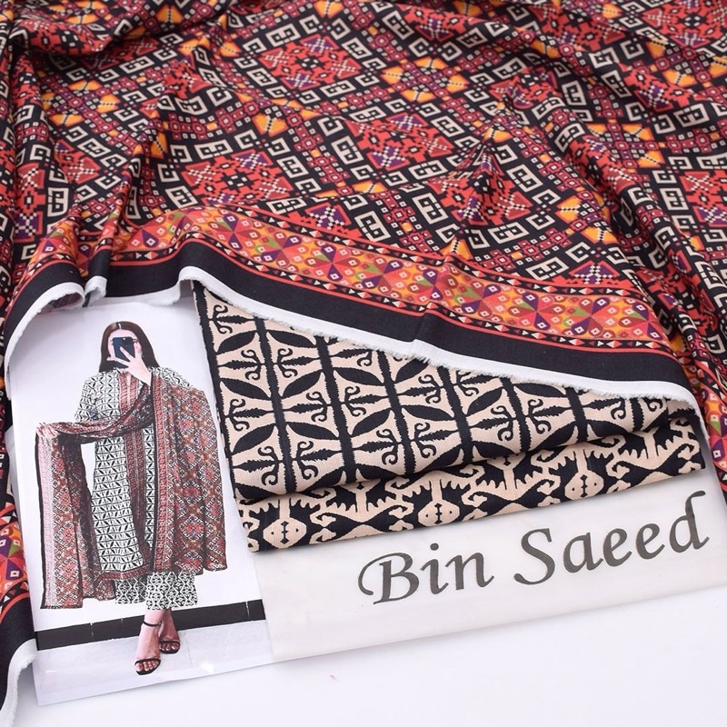 Winter Floral Print with Printed Dupatta in Maroon