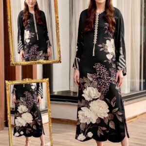 3 piece unstitched fancy silk dress for evening parties