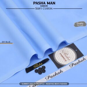 Pasha soft cotton unstitched fabric featuring packed buttons