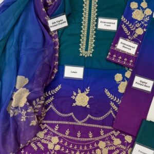 Shamooz silk unstitched shirt and dupatta for formal events