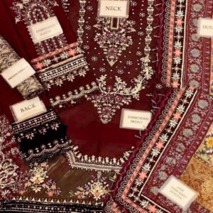Traditional Gota Work Grip Silk 3 Piece Unstitched Luxury Bridal Dress - Premium Quality Sale