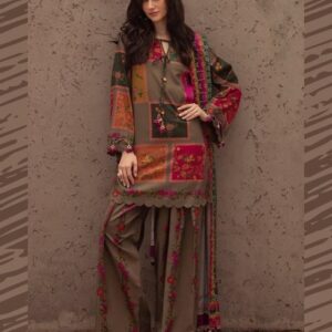 Vibrant unstitched 3 piece silk suit for Pakistani ladies
