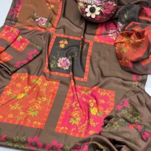 Modern digital printed silk dress material for ladies