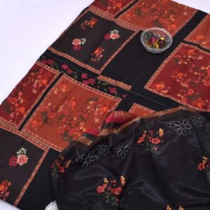 Shamooz silk tie dye printed unstitched suit bundle