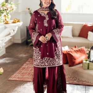 Traditional Gota Work Classic Khaddar Peplum Dress Exclusive Wedding Apparel - Top Brand in Pakistan