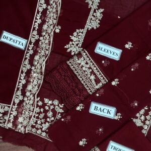 Floral Motif Design Pure Organza Long Frock Design Designer Party Wear - Buy Online at Kameez Shop