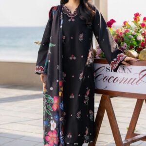 Floral Motif Design Classic Khaddar Peplum Dress Ladies Fancy Suit - Pakistani Traditional Style