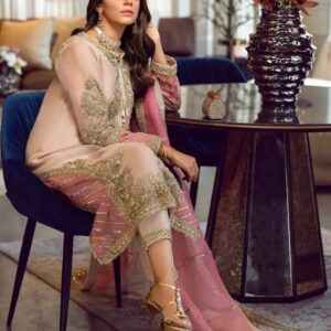 Classic Mukesh Work Luxury Lawn Long Frock Design Exclusive Wedding Apparel - Premium Quality Sale