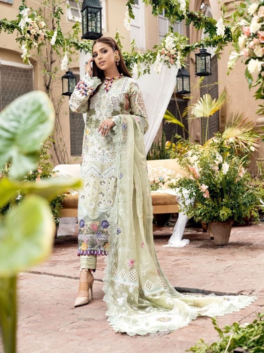 Classic Mukesh Work Raw Silk Long Frock Design Exclusive Wedding Apparel - Buy Online at Kameez Shop