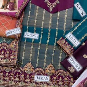 Hand-Crafted Tilla Work Pure Organza Gharara Outfit Luxury Bridal Dress - Pakistani Traditional Style