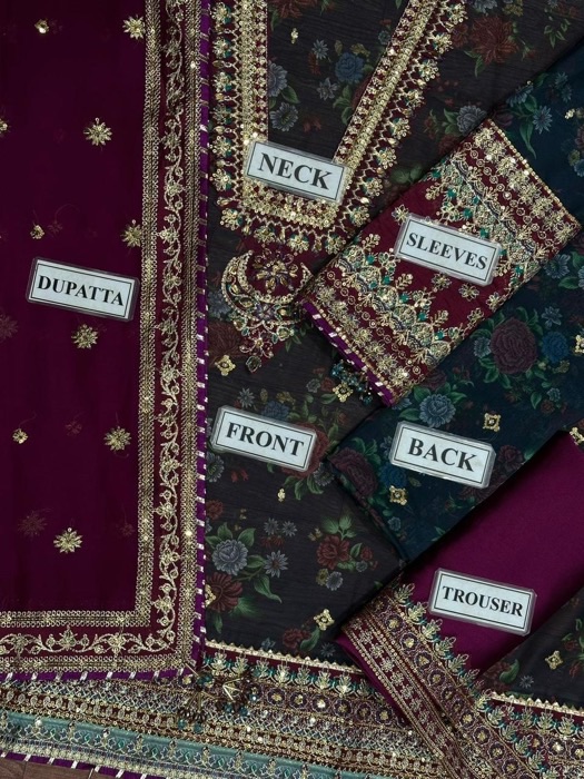 Floral Motif Design Luxury Lawn Sharara Suit Premium Formal Wear - Latest Design 2026
