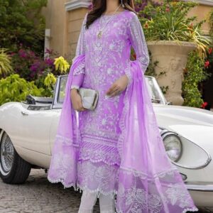 Floral Motif Design Fine Net Maxi Dress Collection Designer Unstitched - New Arrival Sale