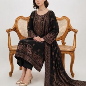 Latest Navy Blue Winter Unstitched Suit for Women