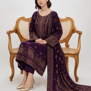 Buy Pakistani Designer Suit in Rust Color - Winter Collection