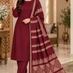 Elegant Teal Winter Dress - Winter Unstitched Suit