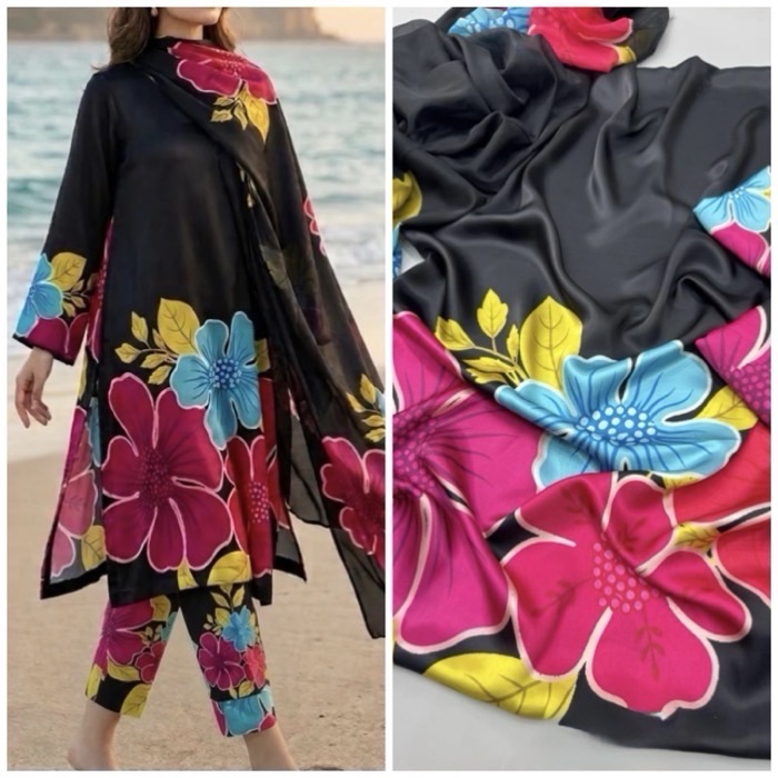 High quality Shamooz silk fabric 3 piece dress material