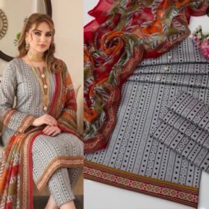 3.50 yards unstitched Shamooz silk suit for custom tailoring