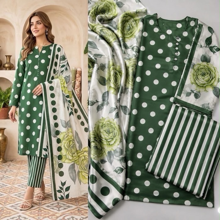 High quality Shamooz silk fabric 3 piece dress material