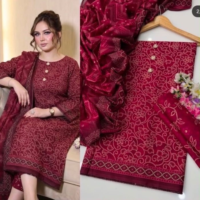 Beautiful tie and dye silk shirt piece for Pakistani ladies