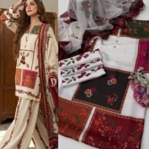 Shamooz silk unstitched 3 piece dress for Pakistani women